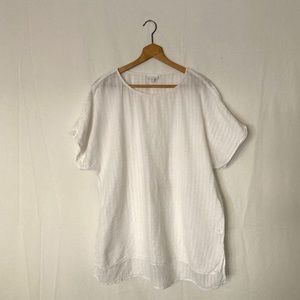 White High low long blouse short sleeve